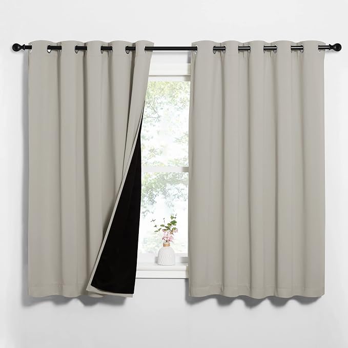 NICETOWN Natural 100% Blackout Lined Curtains, 2 Thick Layers Completely by NICETOWN