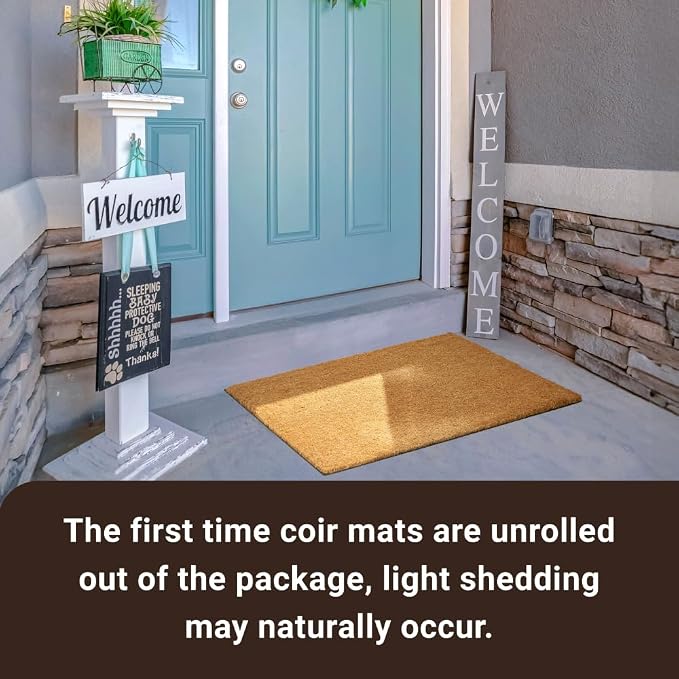 KANKUN Coco Coir Door Mat with Heavy Duty Backing, Welcome Doormat, Doormat - Image 7
