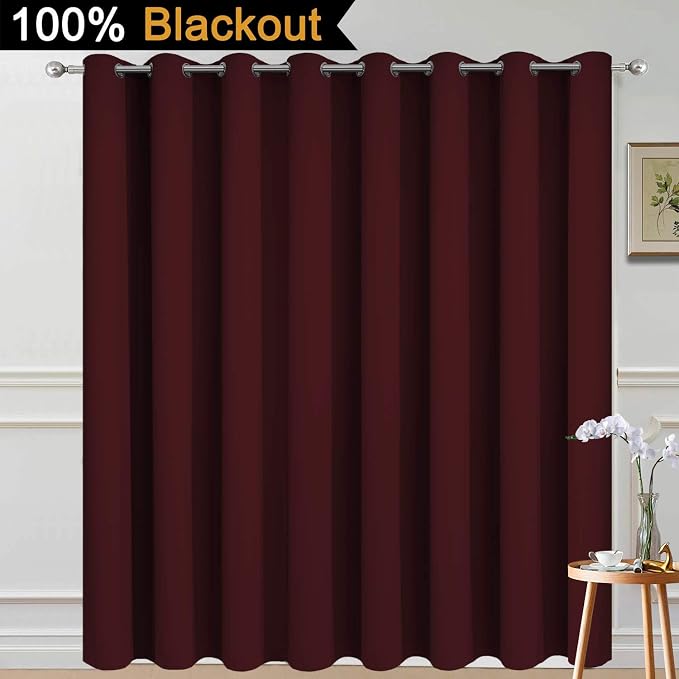 Yakamok 100% Blackout Extra Wide Thermal Insulated Curtains, Total Shade Patio - Image 2