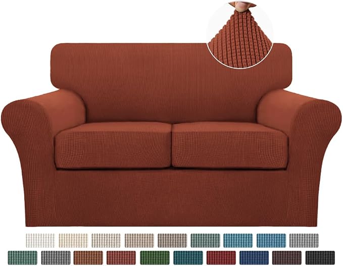 Turquoize 3 Piece Sofa Covers for 2 Cushion Couch Sofa Slipcover Soft Couch by Turquoize