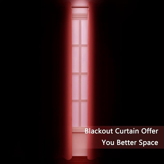 LEMOMO Blackout Curtains 52 x 84 inch/Bright Red Curtains Set of 2 - Image 3