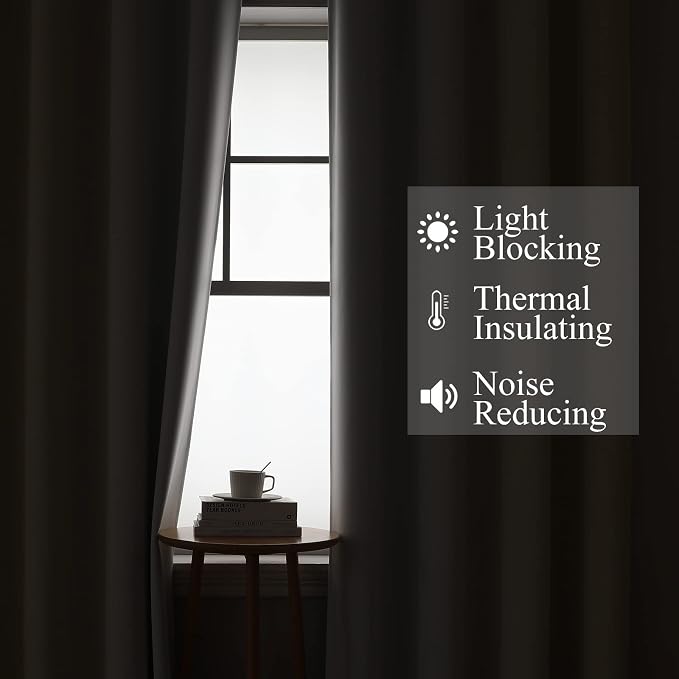 Estelar Textiler Beige and Greyish White Ombre Blackout Curtains 90 Inch Length - Image 3