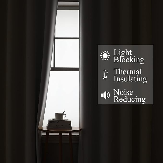 Estelar Textiler Beige and Greyish White Ombre Blackout Curtains 45 Inch Length - Image 3