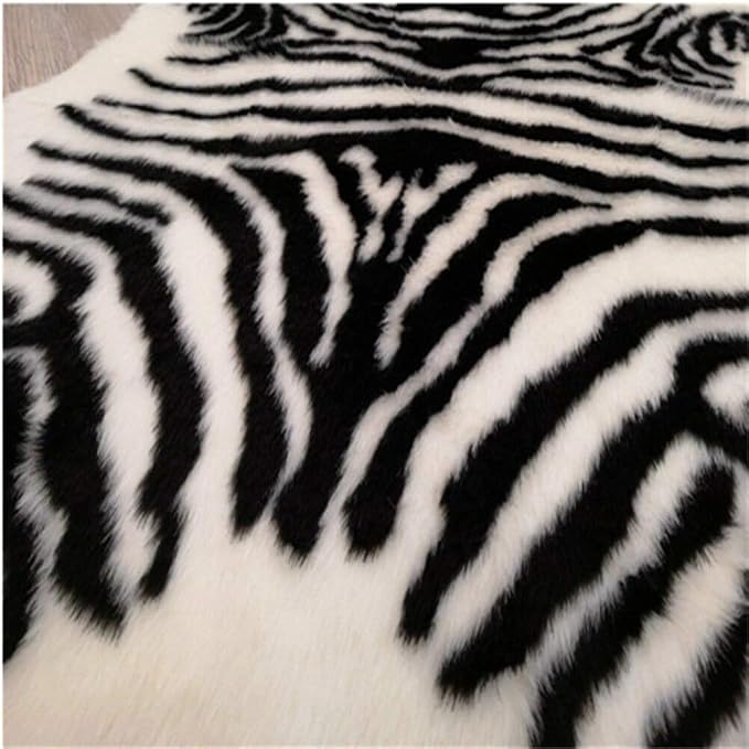 Zebra Print Rug Faux Animal Cowhide Skin Area Rug Leather Carpet Mat Large Size - Image 10