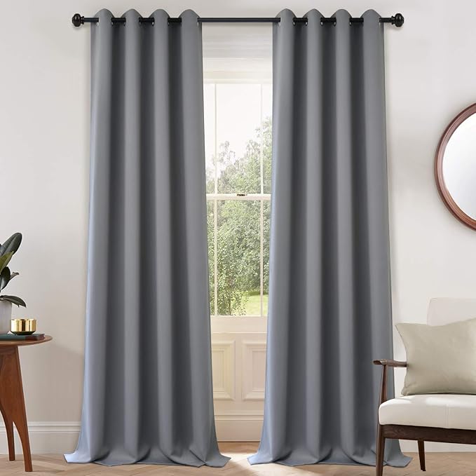 Yakamok Gray Blackout Curtains Room Darkening Thermal Insulated by Yakamok