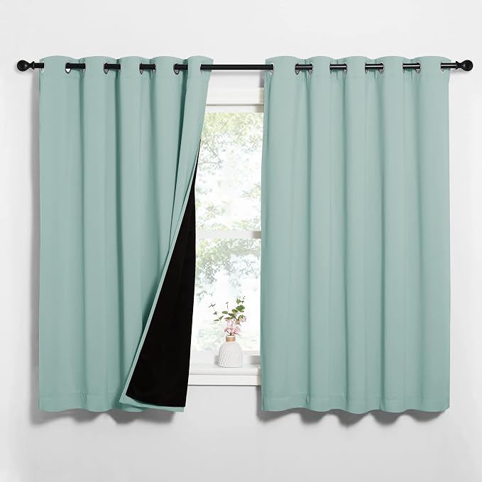 NICETOWN Aqua Blue 100% Blackout Lined Curtains, 2 Thick Layers Completely by NICETOWN