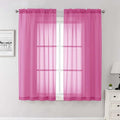 Lecloud Hot Pink Sheer Curtains 63 Inch Length 2 Pcs, Solid Voile Long Light by Lecloud