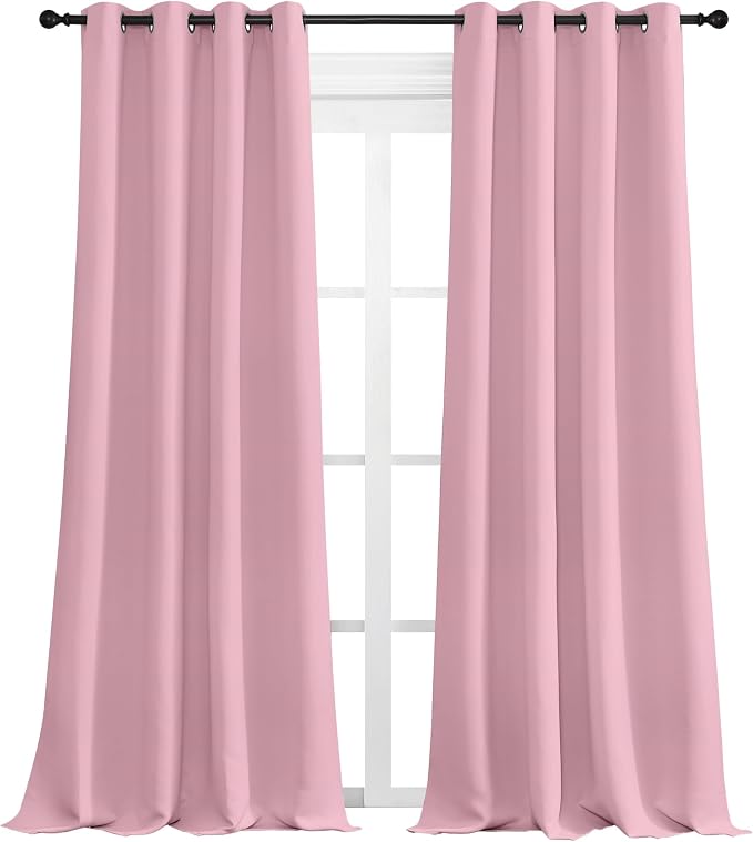 NICETOWN Crystal Pink Blackout Curtains 108" Long, 2 Pieces by NICETOWN