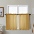 Gwine Gold Sheer Curtains 30 Inch Length, Short Light Filtering Voile Small by Gwine