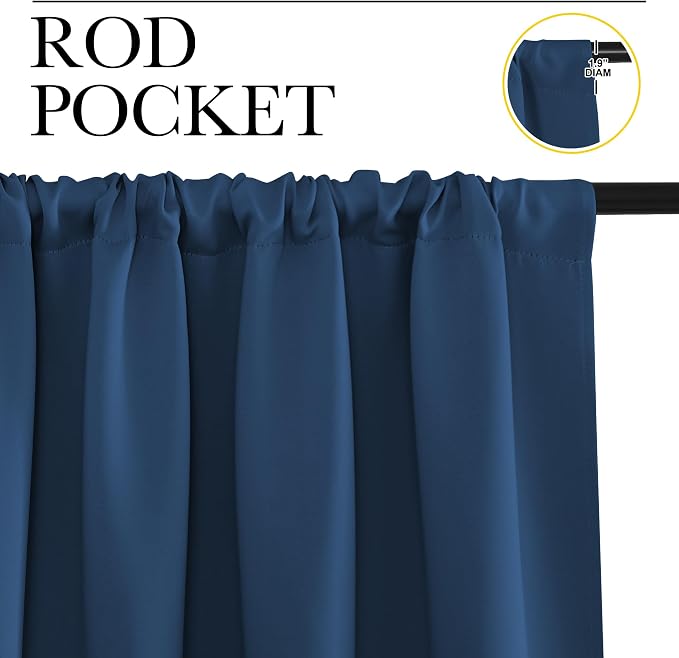 NICETOWN Blackout Curtains for Living Curtains, Moroccan Blue, 2 Panels - Image 2