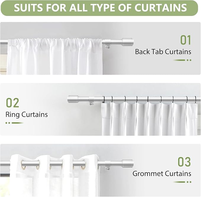 5/8” Diameter Curtain Rods 30-120 Inch, - Image 7
