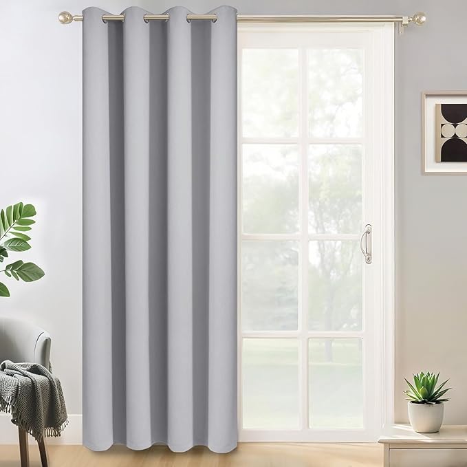 Yakamok Wide Thermal Blackout Patio Door Curtain Panel, Light Grey Grommet by Yakamok