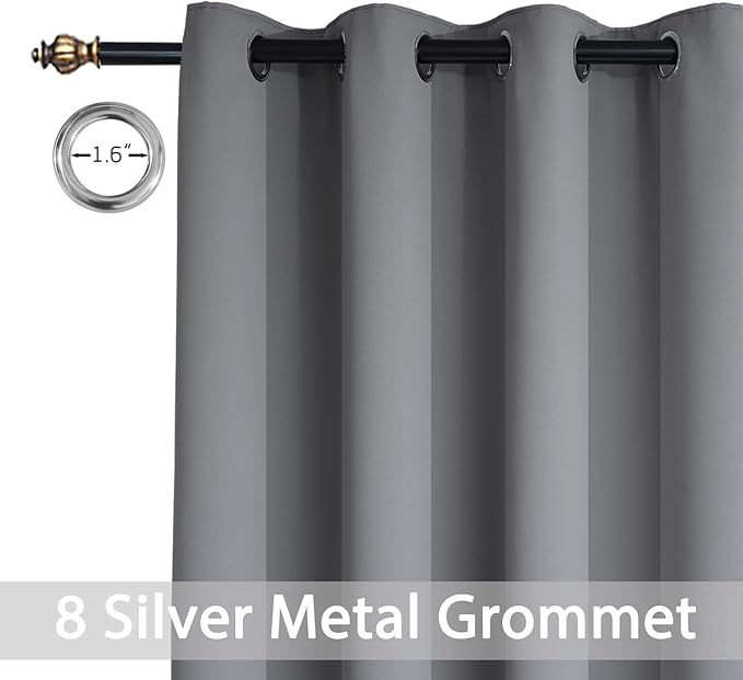 Yakamok Blackout Curtains 96 Inches Thermal Insulated Grey Room Darkening - Image 4