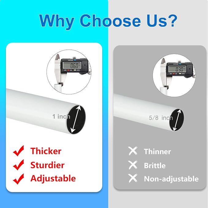 Byondeth Curtain Rods for Windows 16 to 200 Inches Adjustable Length 1 Inch - Image 5