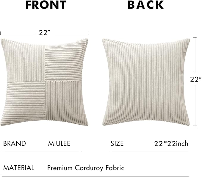 MIULEE Beige Decorative Throw Pillow Covers 22x22 Inch - Image 6
