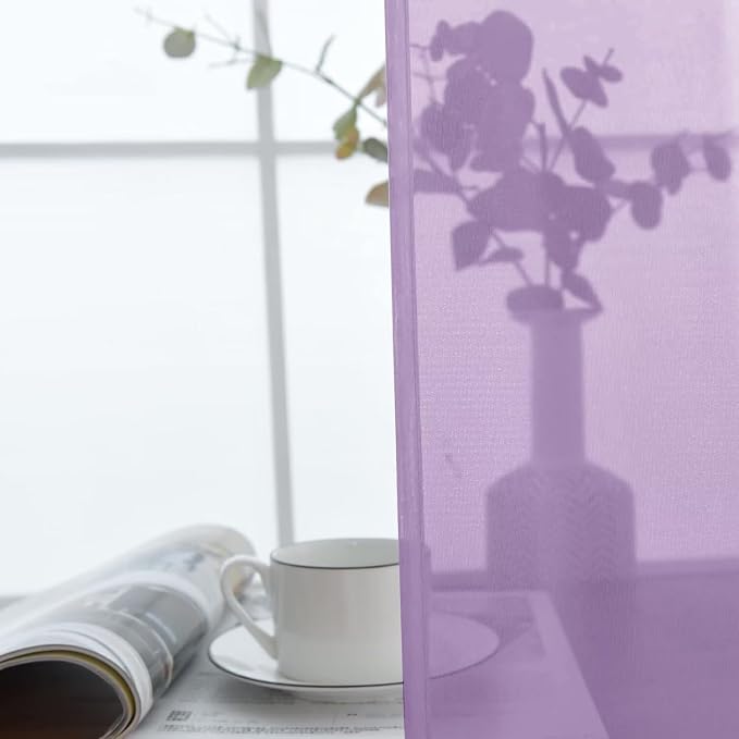 SpaceDresser Sheer Voile Window Treatment Rod Pocket Curtain Panels - Image 4