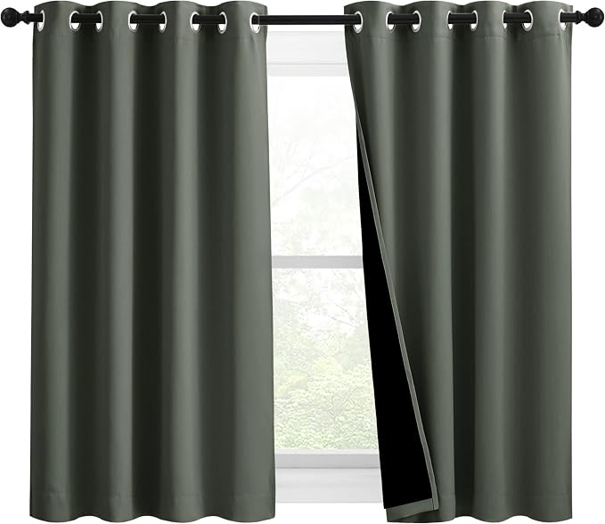 NICETOWN 100% Blackout Curtains 54 inches Long, Double-Deck Completely Blackout by NICETOWN