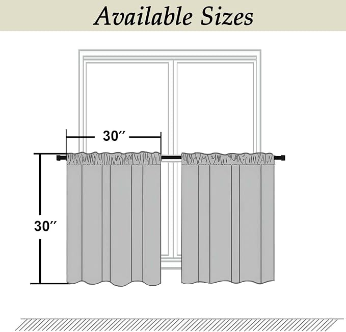 Simplebrand Ava Stone Blue Short 30 Inches Blackout Curtain 2 Panels Set - Image 2