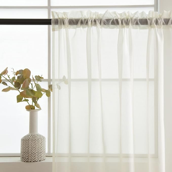 SpaceDresser Basic Rod Pocket Sheer Voile Window Curtain Panels White 1 Pair 2 - Image 4
