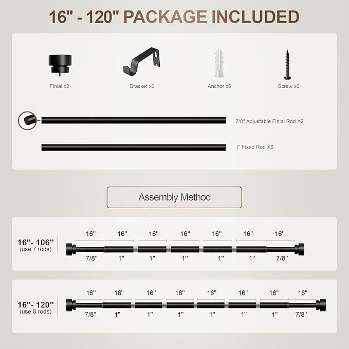 Lootkell Modern Black Curtain Rods - Image 9