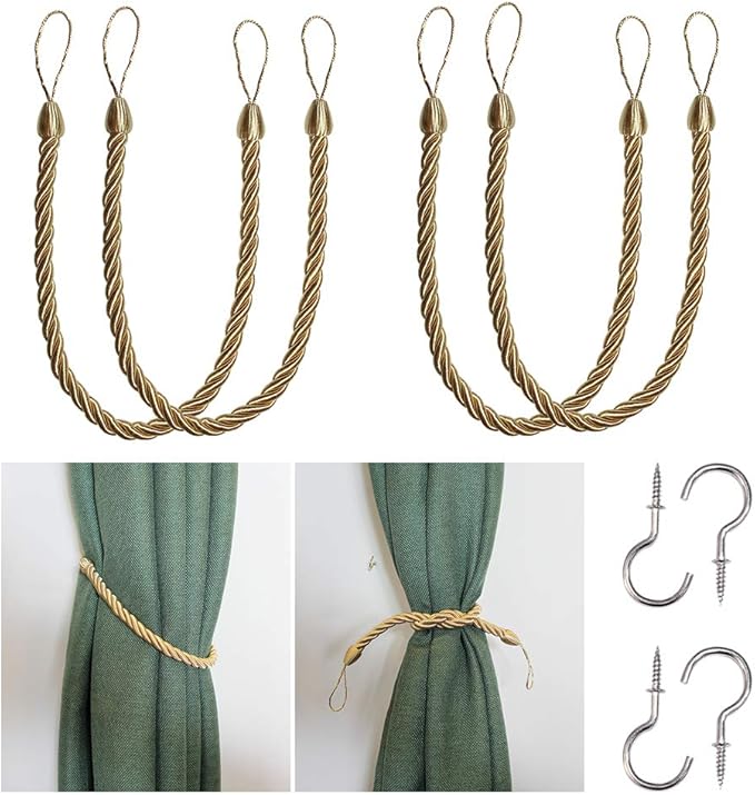 BEL AVENIR Curtain Rope Tiebacks, Drapery Rope Holdbacks by BELAVENIR
