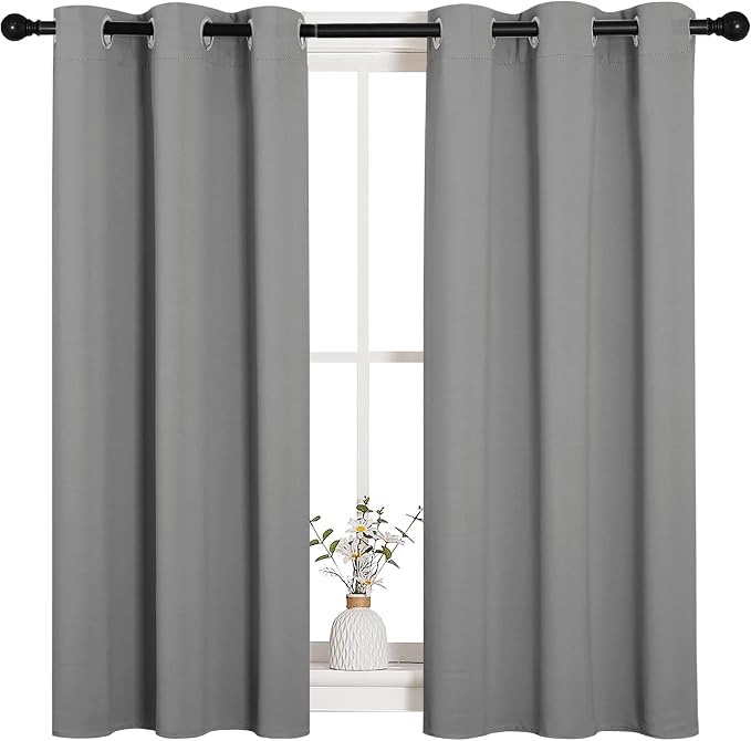 NICETOWN Silver Grey Blackout Curtain Panels - Image 2
