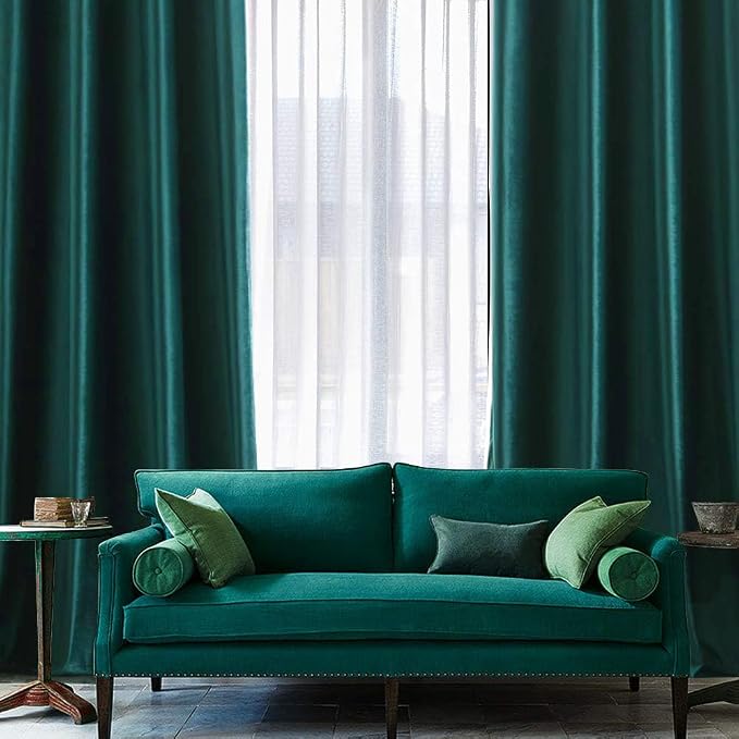 MIULEE Christmas Dark Green Velvet Curtains Room Darkening Blackout Solid Soft - Image 6