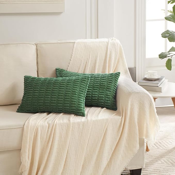 Fancy Homi Set of 4 Green Lumbar Rectangle Decorative Throw Pillow Covers 16x24 - Image 6
