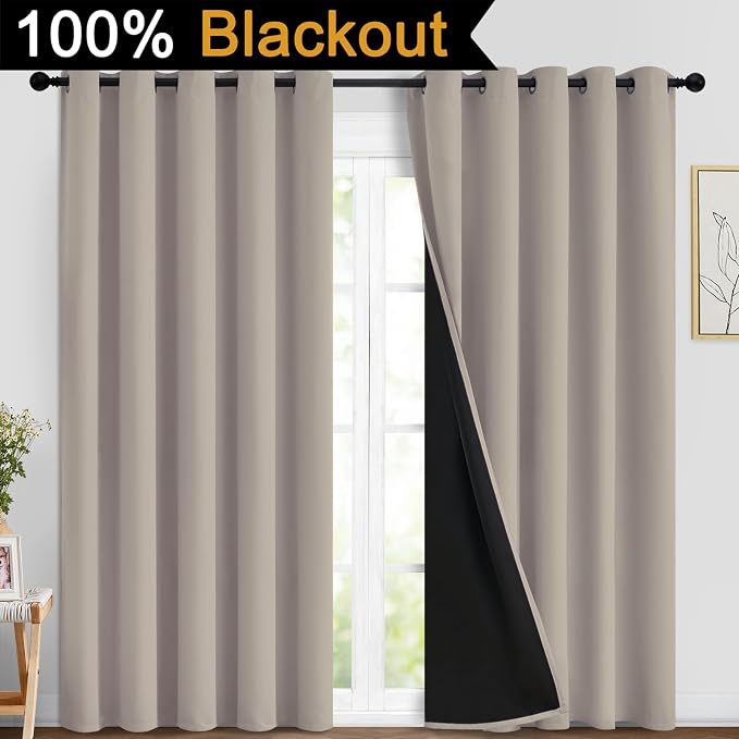 Yakamok 100% Blackout Curtains 84 Inches Long, 2 Thick Layers Heat and Full - Image 2