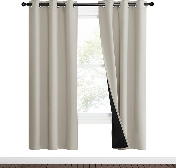 NICETOWN Natural Blackout Curtains 70 inches Long, 2 Pieces, Full Light by NICETOWN