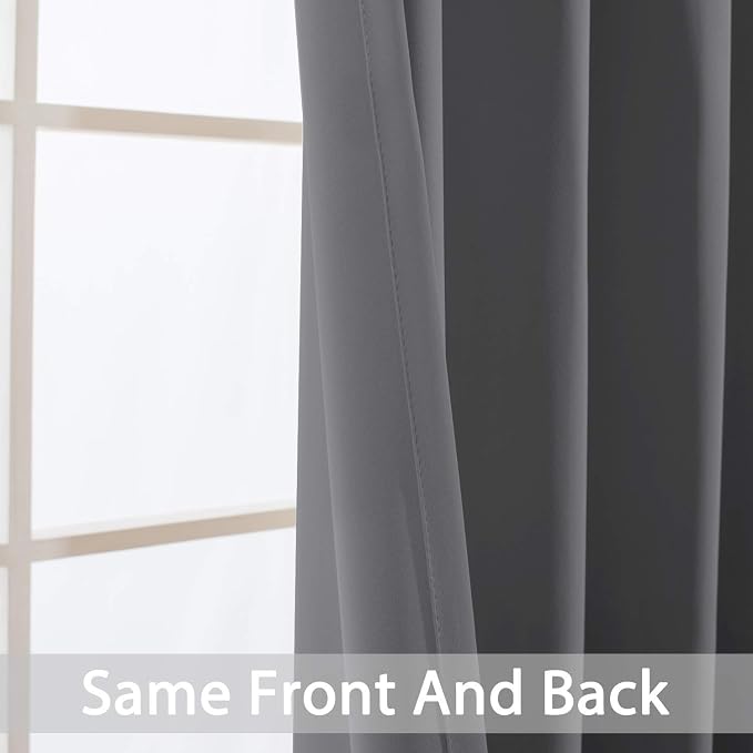 Yakamok Gray Blackout Curtains Room Darkening Thermal Insulated - Image 4