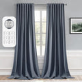 MIULEE Stone Blue Back Tab Blackout Curtains 108 Inch Long 2 Panels Set by MIULEE