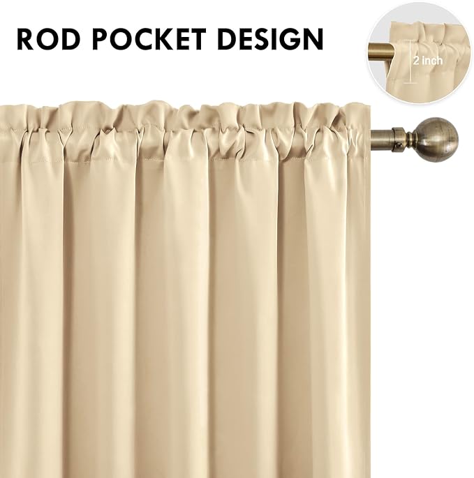 DWCN Beige Room Darkening Curtains - Image 4