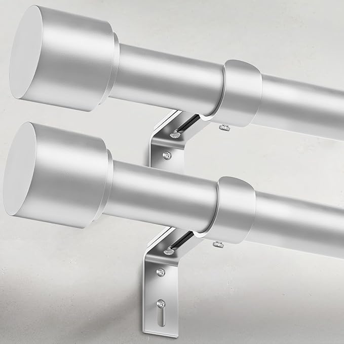 GEEBOBO 2 Pack Silver Curtain Rods by GEEBOBO