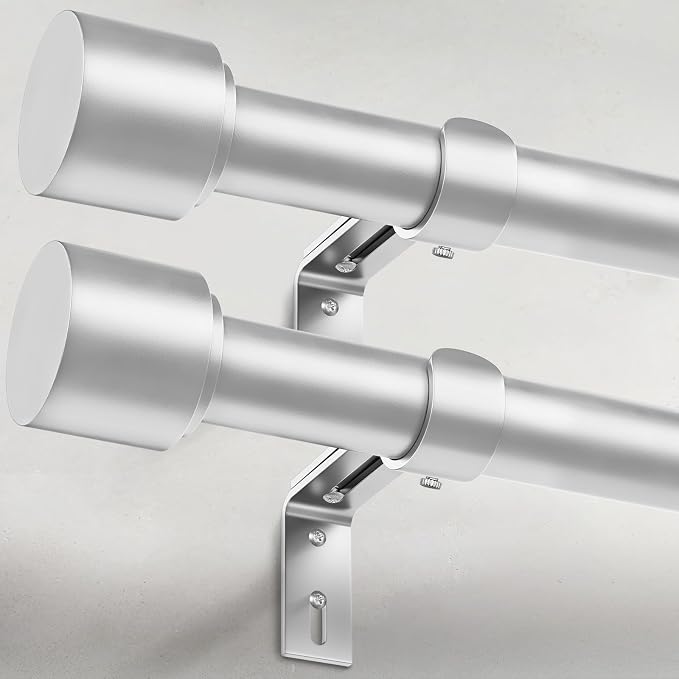 GEEBOBO 2 Pack Silver Curtain Rods by GEEBOBO