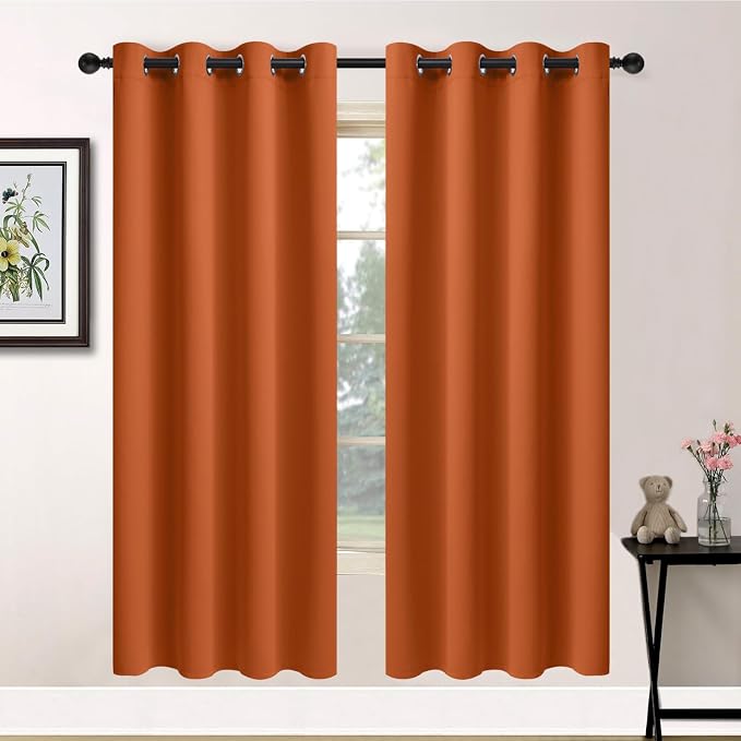 Yakamok Soft and Smooth Orange Blackout Curtains by Yakamok