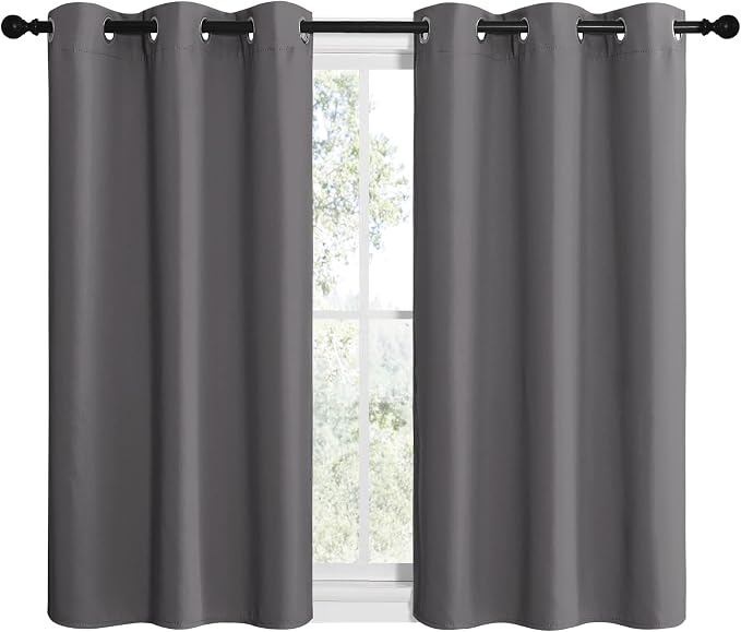 NICETOWN Grey Blackout Cafe Curtain Panels - Image 2