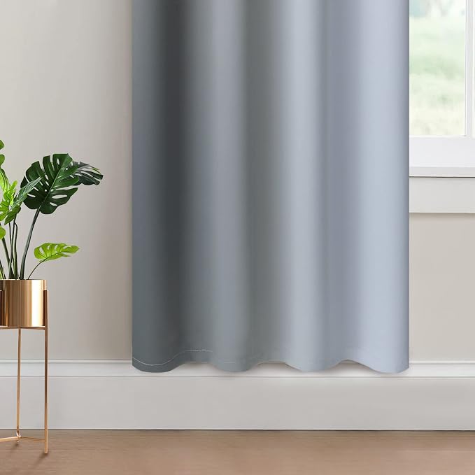 Yakamok Gray and Greyish White Thermal Insulated Grommet Light Blocking Window - Image 4