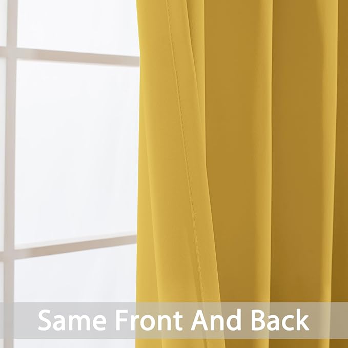 Yakamok Wide Thermal Blackout Patio Door Curtain Panel, Mustard Yellow Grommet - Image 4