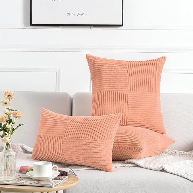 Fancy Homi 2 Packs Peach Samll Decorative Throw Pillow Covers 12x12 Inch - Image 6