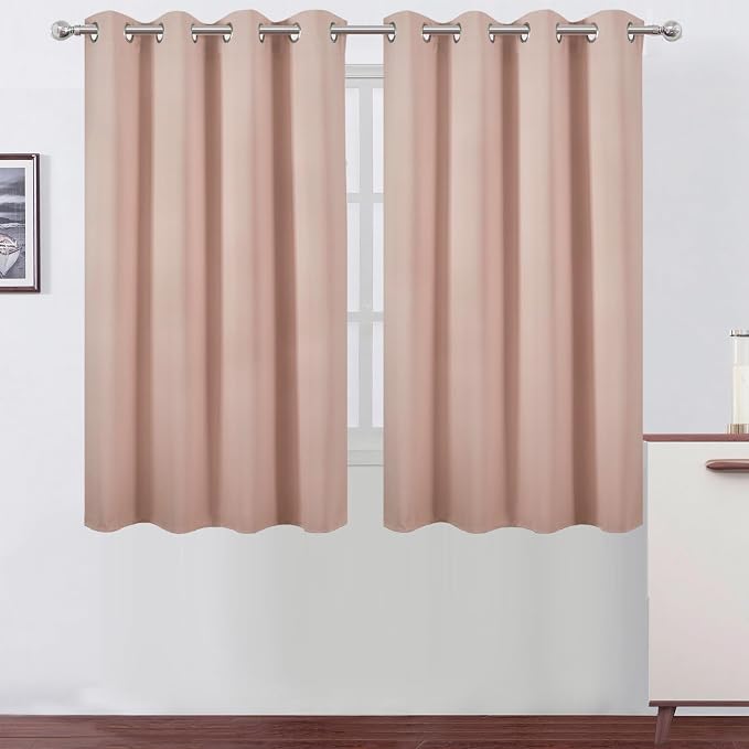 LEMOMO Blackout Curtains 66 x 54 Inch Long Blush Curtains Set of 2 Panels Room by Lemomo