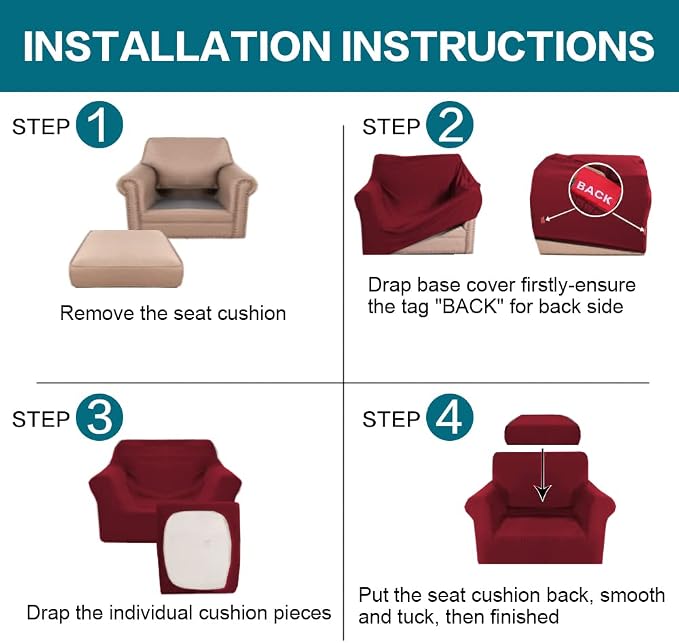 Turquoize 2 Piece Chair Covers Chair Slipcovers - Image 6