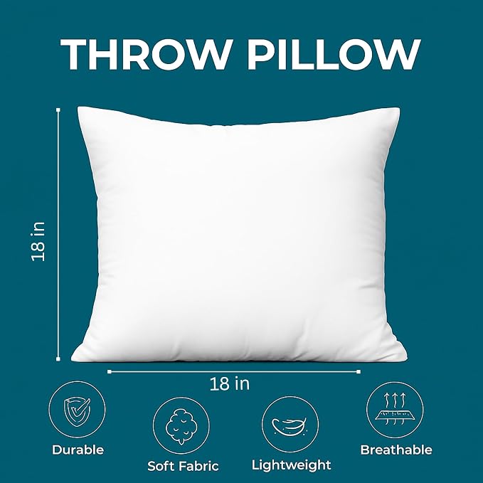 LANE LINEN 4 Pack 18x18 White Throw Pillow Inserts - Image 4