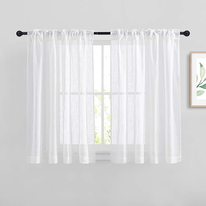 NICETOWN White Sheer Curtains 54 inch Length - Image 2