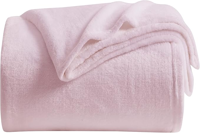 Fleece Blanket Twin Size Pink Lightweight Super Soft Cozy Luxury Bed Blanket - Image 2