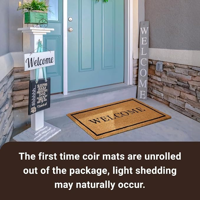 KANKUN Coco Coir Door Mat with Heavy Duty Backing, Welcome Doormat, Doormat - Image 7