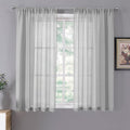 Tollpiz Short Sheer Curtains Living Room Linen Textured Curtain Sheers Light by Tollpiz