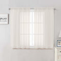 Lecloud Ivory Sheer Curtains 50 Inch Length 2 Pcs, Rustic Farmhouse Curtains by Lecloud