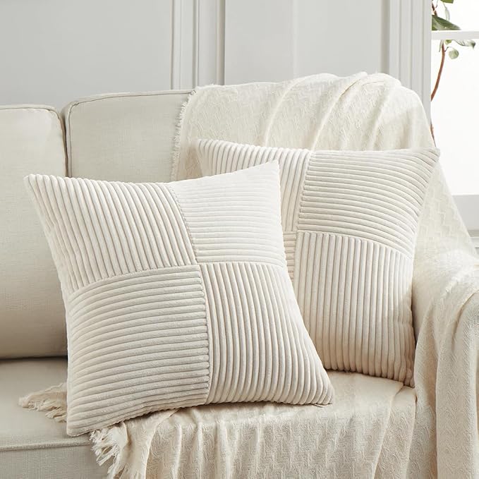 Fancy Homi 2 Packs Cream Decorative Throw Pillow Covers 16x16 Inch by Fancy+Homi