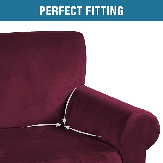 H.VERSAILTEX Stretch Velvet Loveseat Covers - Image 4